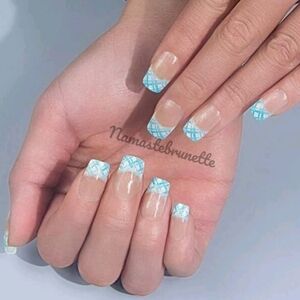 2/$16 Blue Plaid French Manicure Press On Nails